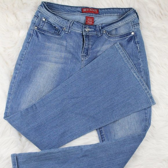 Red Rivet Boot Cut Jeans - Picture 2 of 6